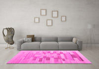 Machine Washable Abstract Pink Contemporary Rug, wshcon1252pnk