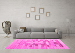 Machine Washable Abstract Pink Contemporary Rug in a Living Room, wshcon1252pnk