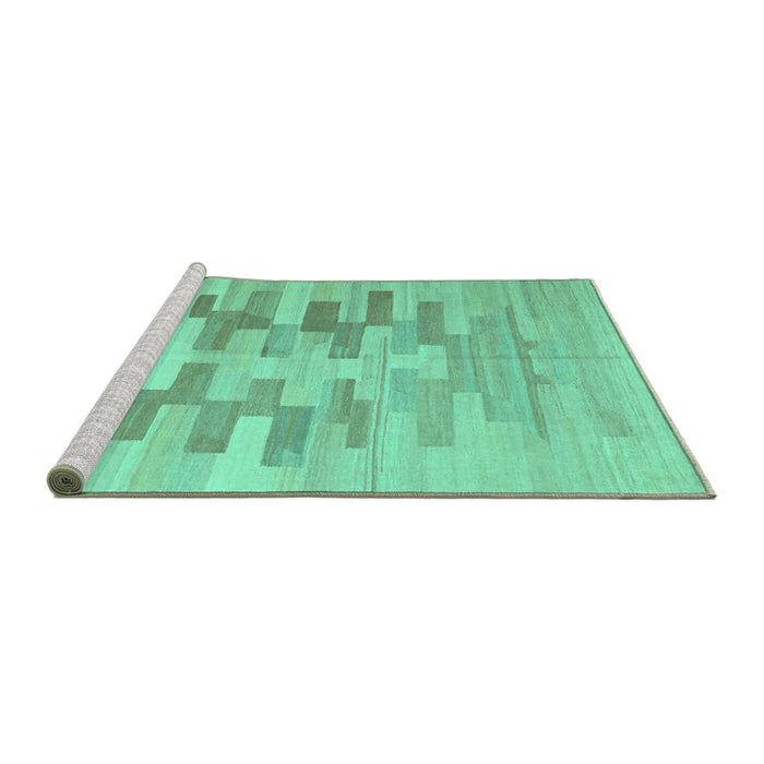 Sideview of Machine Washable Abstract Turquoise Contemporary Area Rugs, wshcon1252turq