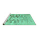 Sideview of Machine Washable Abstract Turquoise Contemporary Area Rugs, wshcon1252turq