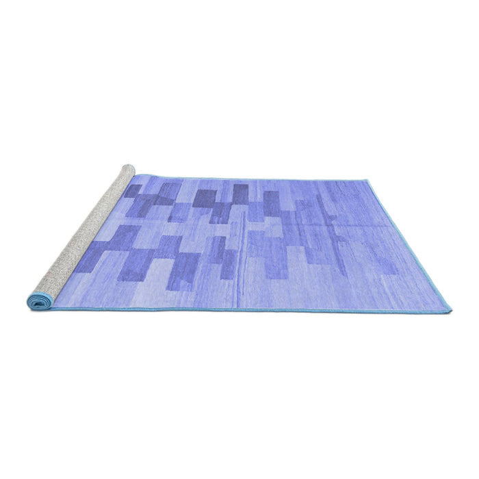 Sideview of Machine Washable Abstract Blue Contemporary Rug, wshcon1252blu
