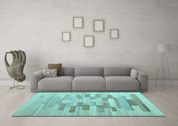 Machine Washable Abstract Light Blue Contemporary Rug in a Living Room, wshcon1252lblu