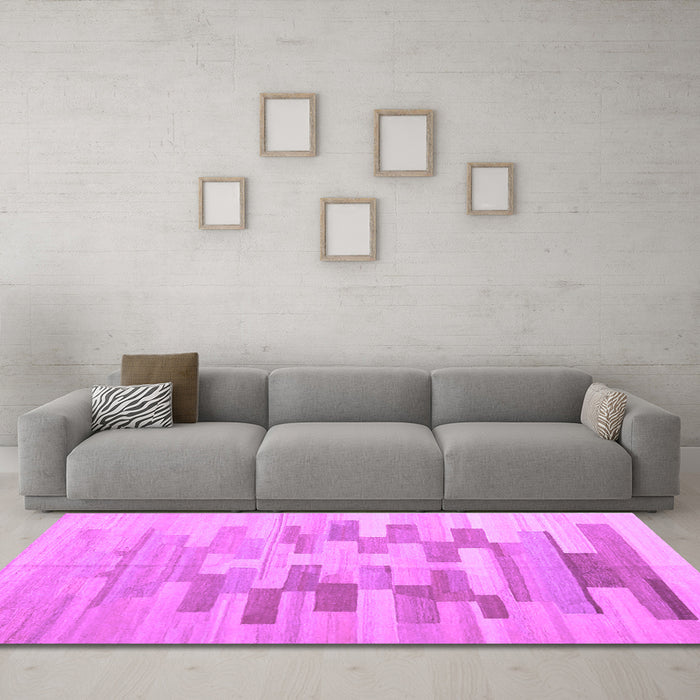 Machine Washable Abstract Purple Contemporary Area Rugs in a Living Room, wshcon1252pur