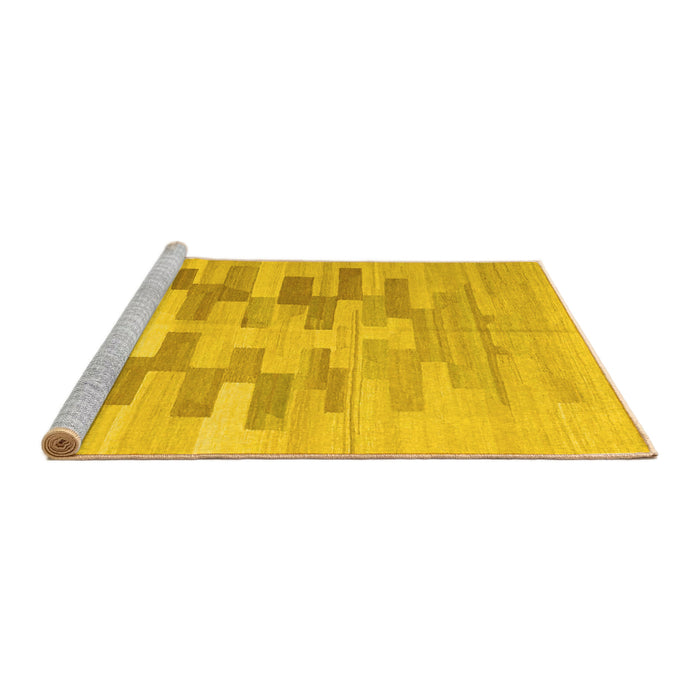 Sideview of Machine Washable Abstract Yellow Contemporary Rug, wshcon1252yw