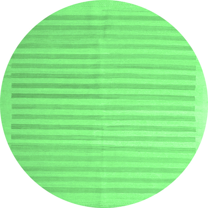 Round Machine Washable Abstract Emerald Green Contemporary Area Rugs, wshcon1253emgrn