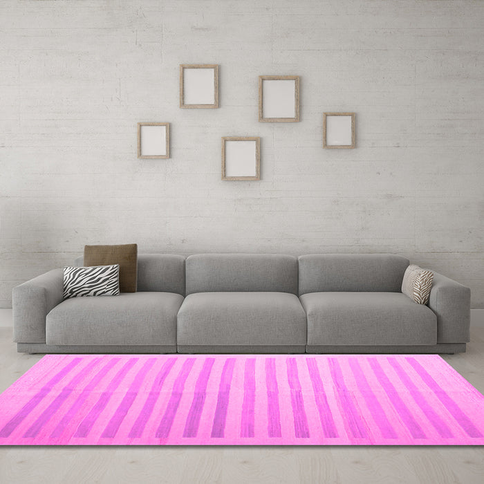 Machine Washable Abstract Pink Contemporary Rug in a Living Room, wshcon1253pnk