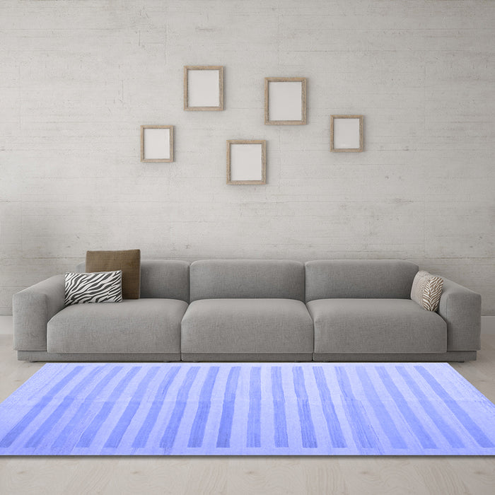 Machine Washable Abstract Blue Contemporary Rug in a Living Room, wshcon1253blu