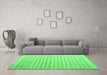 Machine Washable Abstract Emerald Green Contemporary Area Rugs in a Living Room,, wshcon1253emgrn