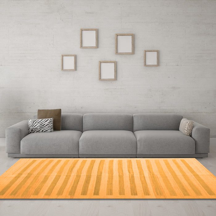 Machine Washable Abstract Orange Contemporary Area Rugs in a Living Room, wshcon1253org
