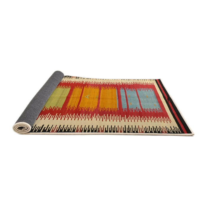 Thickness of Contemporary Metallic Gold Southwestern Rug, con1254