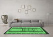 Machine Washable Southwestern Emerald Green Country Area Rugs in a Living Room,, wshcon1254emgrn