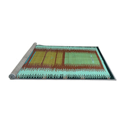 Sideview of Machine Washable Southwestern Light Blue Country Rug, wshcon1254lblu