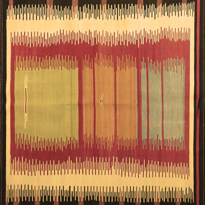 Square Machine Washable Southwestern Brown Country Rug, wshcon1254brn