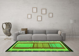 Machine Washable Southwestern Green Country Area Rugs in a Living Room,, wshcon1254grn