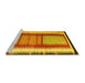 Sideview of Machine Washable Southwestern Yellow Country Rug, wshcon1254yw