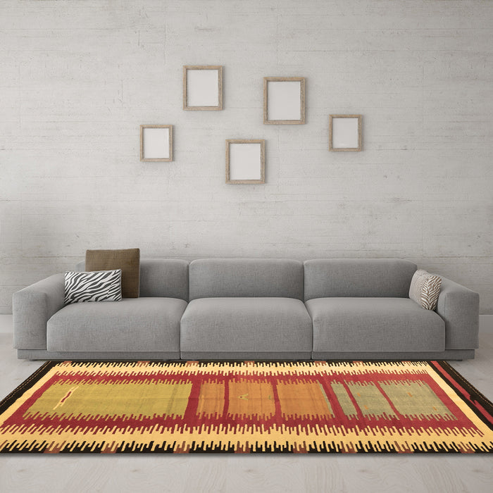 Machine Washable Southwestern Brown Country Rug in a Living Room,, wshcon1254brn