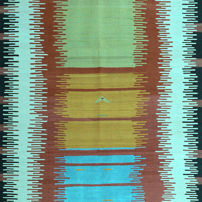 Machine Washable Southwestern Light Blue Country Rug, wshcon1254lblu