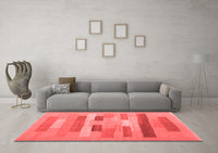 Machine Washable Abstract Red Contemporary Rug, wshcon1255red