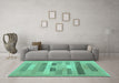 Machine Washable Abstract Turquoise Contemporary Area Rugs in a Living Room,, wshcon1255turq