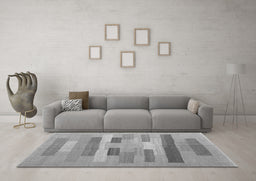 Machine Washable Abstract Gray Contemporary Rug in a Living Room,, wshcon1255gry