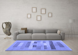 Machine Washable Abstract Blue Contemporary Rug in a Living Room, wshcon1255blu