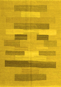 Abstract Yellow Contemporary Rug, con1255yw