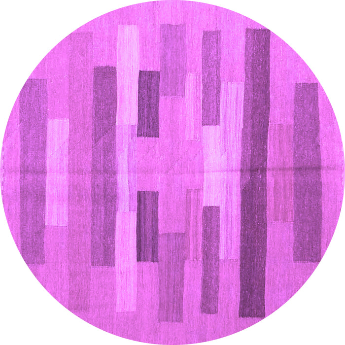 Round Machine Washable Abstract Purple Contemporary Area Rugs, wshcon1255pur