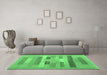 Machine Washable Abstract Emerald Green Contemporary Area Rugs in a Living Room,, wshcon1255emgrn