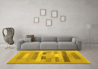 Machine Washable Abstract Yellow Contemporary Rug, wshcon1255yw