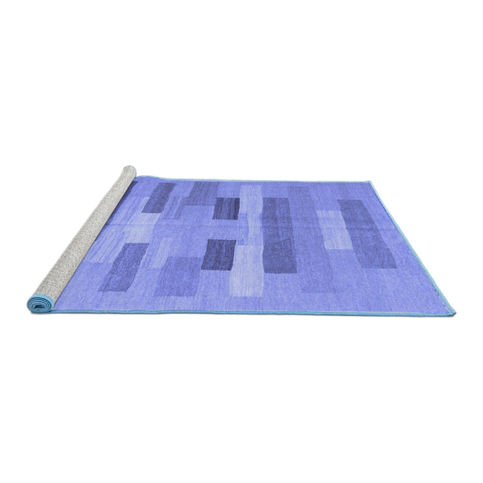 Sideview of Machine Washable Abstract Blue Contemporary Rug, wshcon1255blu