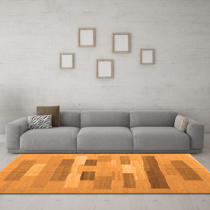 Machine Washable Abstract Orange Contemporary Area Rugs in a Living Room, wshcon1255org