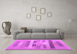 Machine Washable Abstract Purple Contemporary Area Rugs in a Living Room, wshcon1255pur
