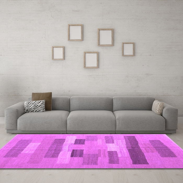 Machine Washable Abstract Purple Contemporary Area Rugs in a Living Room, wshcon1255pur