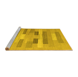 Sideview of Machine Washable Abstract Yellow Contemporary Rug, wshcon1255yw