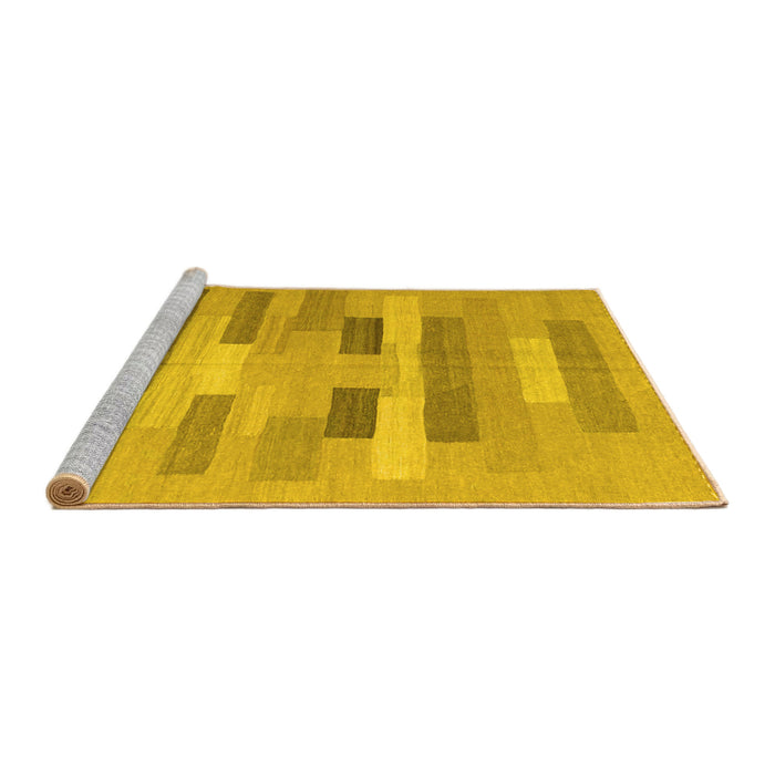 Sideview of Machine Washable Abstract Yellow Contemporary Rug, wshcon1255yw