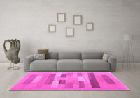 Machine Washable Abstract Pink Contemporary Rug, wshcon1255pnk