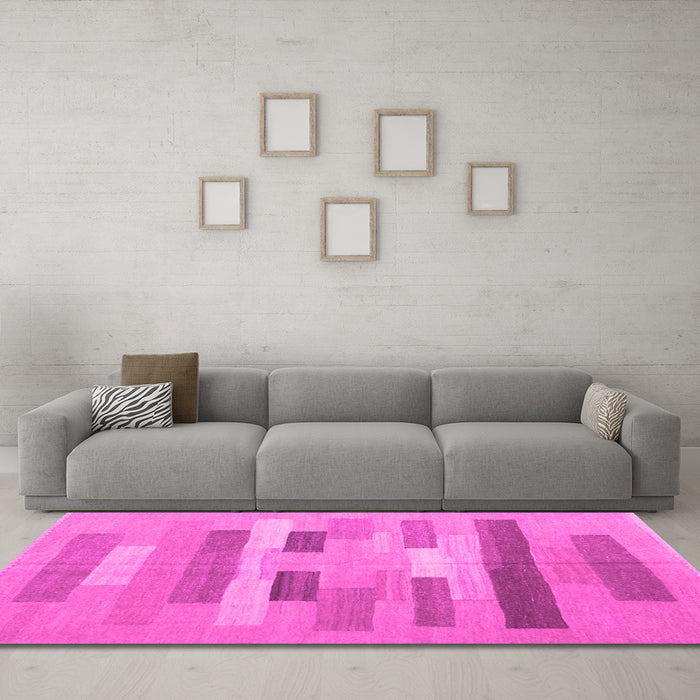 Machine Washable Abstract Pink Contemporary Rug in a Living Room, wshcon1255pnk