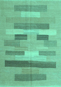 Abstract Turquoise Contemporary Rug, con1255turq