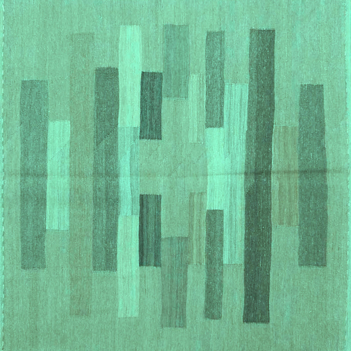 Square Abstract Turquoise Contemporary Rug, con1255turq