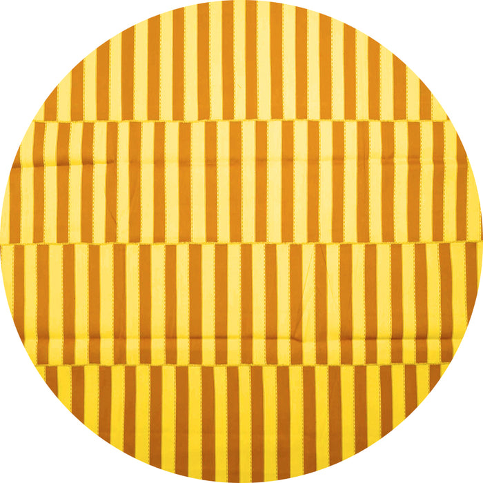 Round Abstract Yellow Contemporary Rug, con1256yw