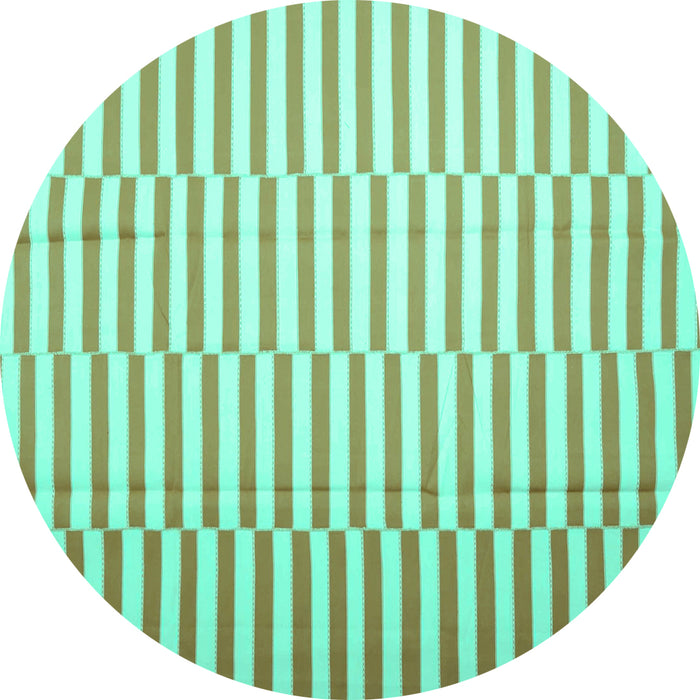 Round Machine Washable Abstract Turquoise Contemporary Area Rugs, wshcon1256turq