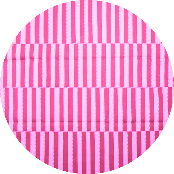 Round Machine Washable Abstract Pink Contemporary Rug, wshcon1256pnk