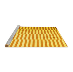 Sideview of Machine Washable Abstract Yellow Contemporary Rug, wshcon1256yw