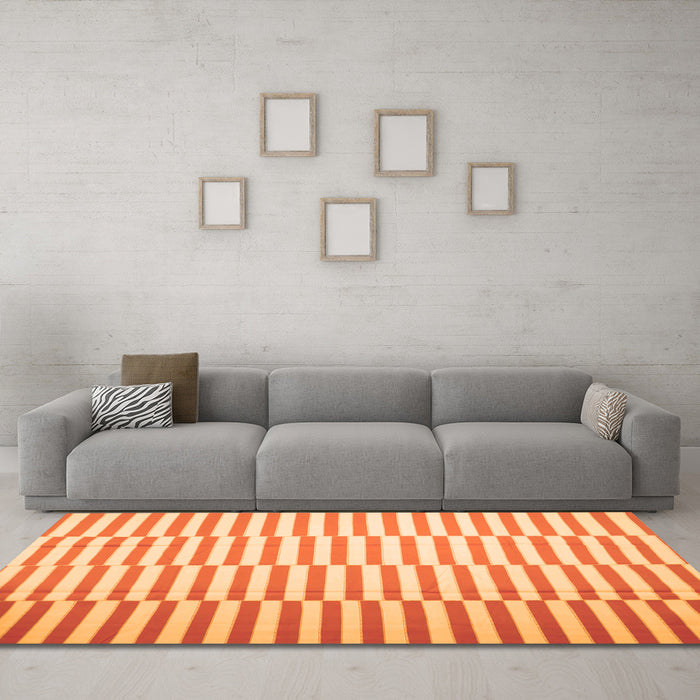Machine Washable Abstract Orange Contemporary Area Rugs in a Living Room, wshcon1256org