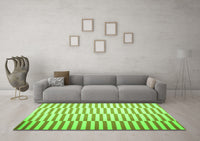 Machine Washable Abstract Green Contemporary Rug, wshcon1256grn