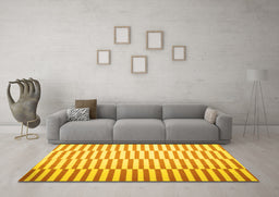 Machine Washable Abstract Yellow Contemporary Rug in a Living Room, wshcon1256yw
