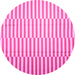 Round Abstract Pink Contemporary Rug, con1256pnk