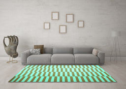 Machine Washable Abstract Turquoise Contemporary Area Rugs in a Living Room,, wshcon1256turq