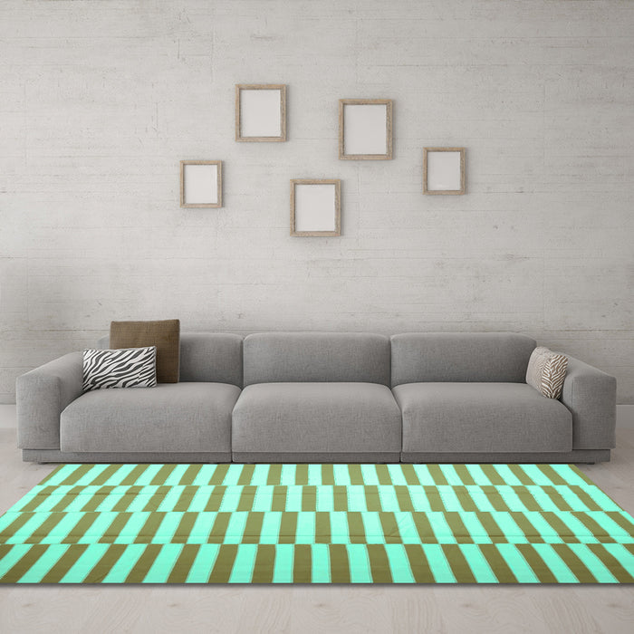Machine Washable Abstract Turquoise Contemporary Area Rugs in a Living Room,, wshcon1256turq