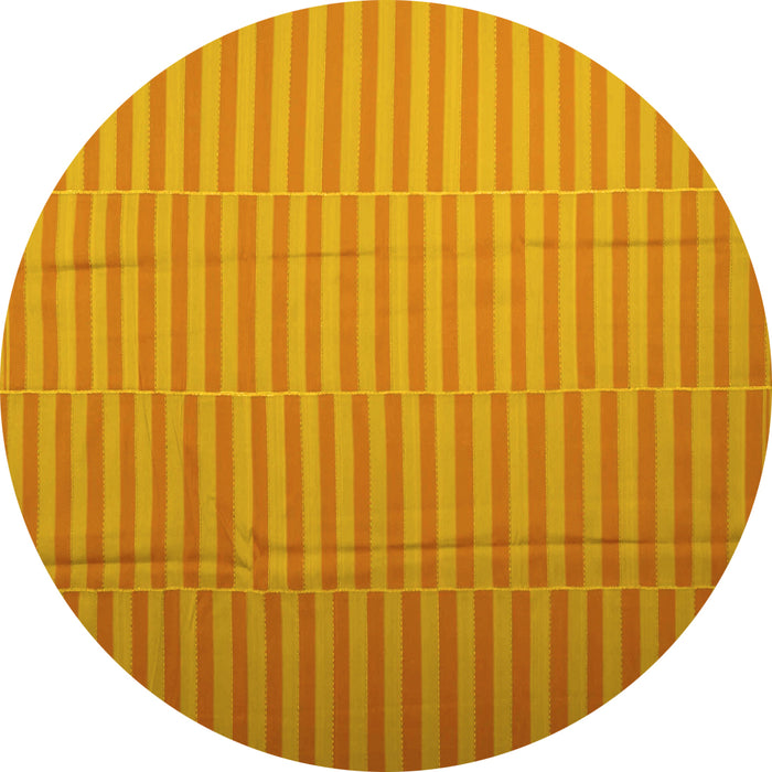 Round Machine Washable Abstract Yellow Contemporary Rug, wshcon1257yw